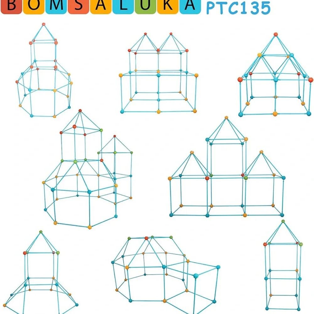 Kids Fort Building Kit, 135 PCS DIY Creative STEM Construction Toy